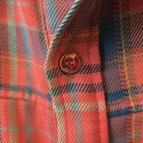FOURSQUARE OUTERWEAR Flannel Shirt Men's Large Orange Button Up Plaid Colorful - Picture 5 of 9
